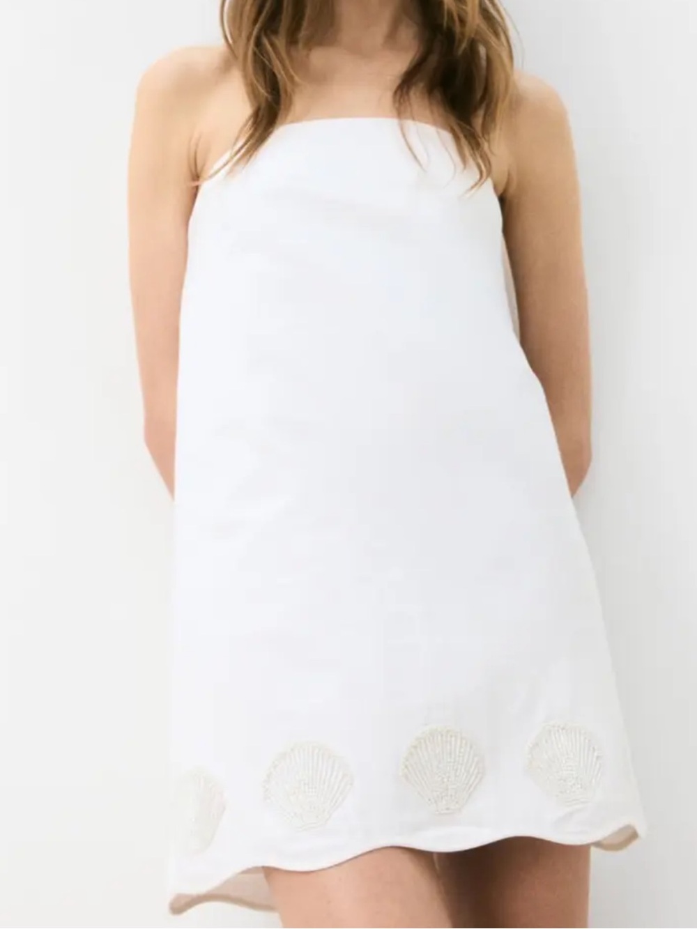 H&M strapless white shell mini dress